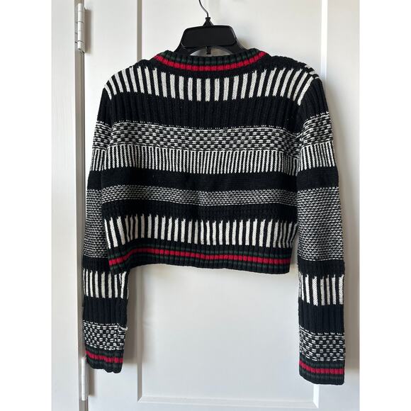 Lulumari Black White Knit Striped Cropped Sweater Top Women’s Medium Y2K Retro - Picture 5 of 7